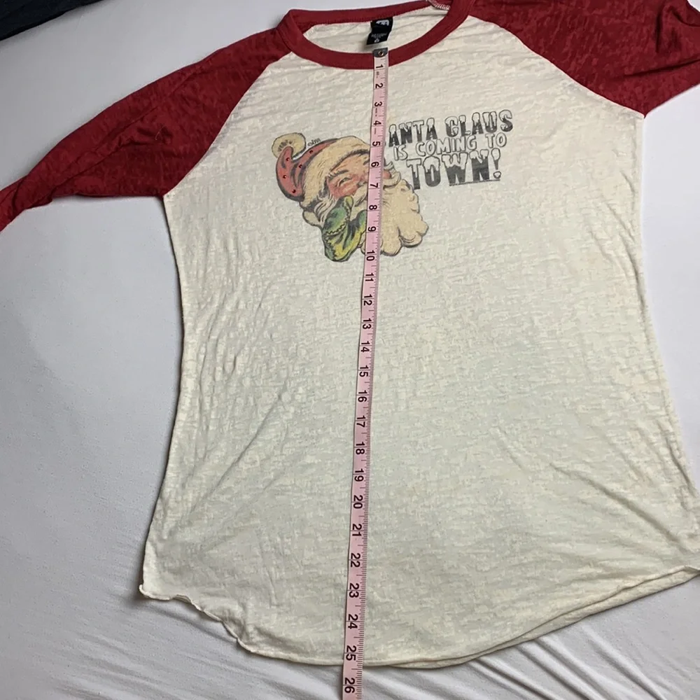 Santa Claus is Coming to town boutique bling burn out baseball tee medium - Picture 14 of 15